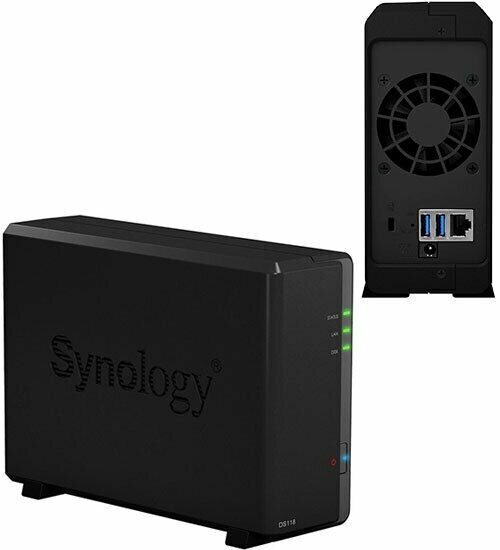 Сетевой накопитель Synology DiskStation DS118 NAS RTD1296-1.4 GHz/ 1GB DDR4/ 0TB, 1 HDD SATA, GbE/ 2 USB 3.0 Сетевой накопитель Synology DiskStation DS118 NAS RTD1296-1.4 GHz/ 1GB DDR4/ 0TB, 1 HDD SATA, GbE/ 2 USB 3.0