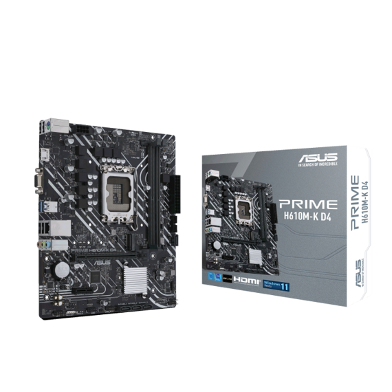 Материнская плата ASUS PRIME H610M-K D4, [LGA 1700, Intel H610, 2xDDR 4, 1xM.2, 1xPCI-E x16, Micro-ATX]